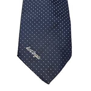 GIORGIO SAINT ANGELO Mens Navy Blue White Polka Dot Necktie Logo Classic